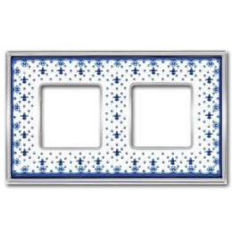 FD01342AZCB Рамка Vintage Porcelain Blue LYS / Хром 2-постовая Fede