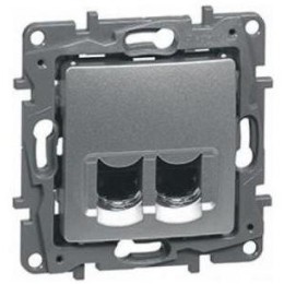 672435 Зарядное устройство с двумя USB-разьемами тип C-тип С 240В/5В 3000мА - Etika - Цвет Алюминий Legrand