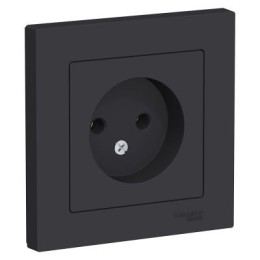 ATN001040 Atlasdesign Розетка без заземления, 16А, в сборе, Карбон Schneider Electric