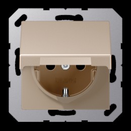 A1520BFKLCH А 500 Розетка с заземлением с откидной крышкой Jung 16А/250В Шампань