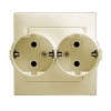 1590459-031 Розетка двойная с заземлением Schuko, 16А 250В, винтовой зажим, слоновая кость Simon 15