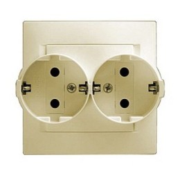 1590459-031 Розетка двойная с заземлением Schuko, 16А 250В, винтовой зажим, слоновая кость Simon 15