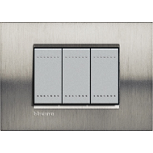 LNA4802ACS Рамка LivingLight Квадрат Фактурная сталь 2-модульная Bticino