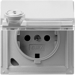 044765 Розетка с запирающейся на ключ крышкой (выбранные замыкания) Алюминий Gira TX44