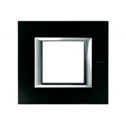 HA4802VNN Рамка Axolute Квадрат Черное стекло 2-модульная Bticino