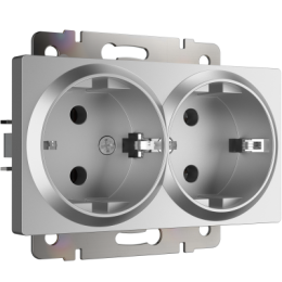 WL06-SKG-02-IP20 Розетка двойная с заземлением (серебряный) Antik Werkel a040289