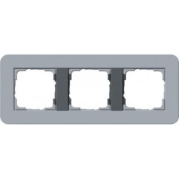 0213424	 Рамка с антрацитовой подложкой E3 Серо-голубой / Антрацит 3-постовая Gira
