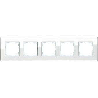 0215512 Рамка Esprit Glass C Белое стекло 5-постовая Gira