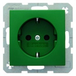 47431913 Штепсельная розетка SCHUKO цвет: зеленый, матовый S.1/B.1/B.3/B.7 Glas Berker
