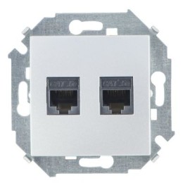 1591552-033 Розетка компьютерная двойная RJ45 кат.5e (AMP), алюминий Simon 15