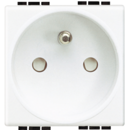 N4142 Розетка 2П + заземление 10А/16А 250В с защитными шторками 2 модуля Французский стандарт Bticino