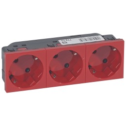 077273 Mosaic Розетка 3Х2к+З немецкий стандарт 45° красная Legrand