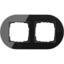 0212135 Рамка установочная Studio Черное стекло 2-постовая Gira