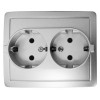 1590456-033 Розетка двойная с заземлением Schuko, винтовой зажим, 16А 250В, алюминий Simon 15