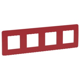 NU280813 Рамка Unica Studio Color Красный / Белый 4-постовая Schneider Electric