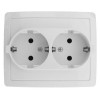 1590456-030 Розетка двойная с заземлением Schuko, винтовой зажим, 16А 250В, белый Simon 15