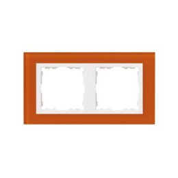 82627-65 Рамка декоративная, 2 поста, Simon 82 Nature, Стекло, оранжевый-белый