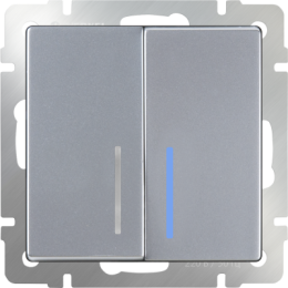 WL06-SW-2G-2W-LED Выключатель двухклавишный проходной с подсветкой (серебряный) Antik Werkel a029827