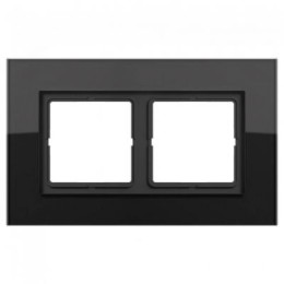 LSP982GLSW Рамка LS Plus Черное стекло 2-постовая Jung