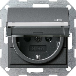 276228 Вставка розетки с крышкой, с защитой от детей и полем для надписи Антрацит Gira
