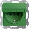 041502 Розетка c заземляющими контактами, крышкой и надписью SV Зеленый Gira