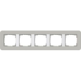 0215412	 Рамка с белой подложкой E3 Серый / Белый 5-постовая Gira