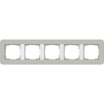 0215412	 Рамка с белой подложкой E3 Серый / Белый 5-постовая Gira