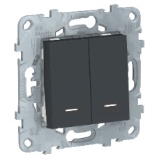 NU521154N Выключатель 2-клавишный, 2 модуля, с подсветкой, 2 х сх. 1а, Антрацит Schneider Electric NU521154N Выключатель 2-клавишный, 2 модуля, с подсветкой, 2 х сх. 1а, Антрацит Schneider Electric