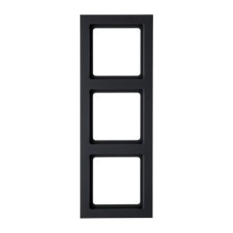10136096 Рамка Q.3 Антрацит с эффектом бархата 3-постовая вертикальная Berker