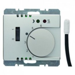 20349004 Регулятор температуры помещения пола с замыкающим контактом, с центральной панелью и светодиодом цвет: стальной, лак Arsys Berker