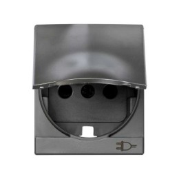 82090-53 Накладка с защитными шторками и крышкой на розетку с заземляющим контактом, S82C, алюминий Simon