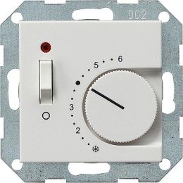 039303 Терморегулятор с размыкающим контактом 24V/10 (4)A и контрольной лампой белый матовый Белый Gira