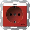 047402 Розетка с заземляющими контактами с полем для надписи и надпись WSV Красный Gira