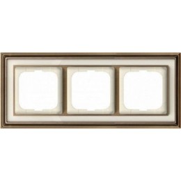 1723-848-500 Рамка Dynasty Латунь античная белое стекло 3-постовая ABB
