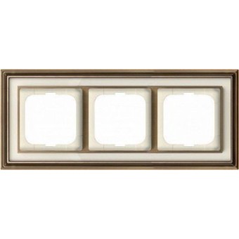 1723-848-500 Рамка Dynasty Латунь античная белое стекло 3-постовая ABB