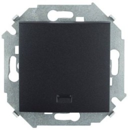 1591160-038 Выключатель одноклавишный кнопочный с подсветкой, 16А 250В, винтовой зажим, графит Simon 15