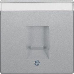 11706084 Центральная панель с заслонкой от пыли и полем для надписи, Q.1/Q.3, цвет: алюминиевый, с эффектом бархата Berker