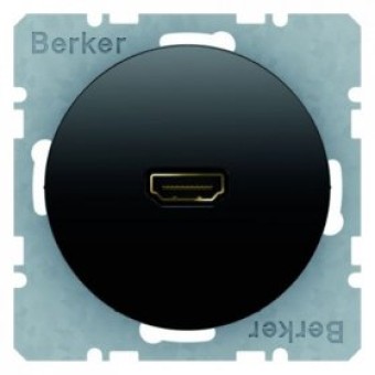3315432045 Розетка HIGH DEFINITION со штекерным подсоединением под углом 90°, черная, с блеском R.1/R.3 Berker