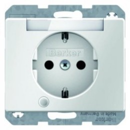 41100069 Штепсельная розетка SCHUKO с контрольной лампой, полем для надписи цвет: полярная белизна, с блеском Arsys Berker