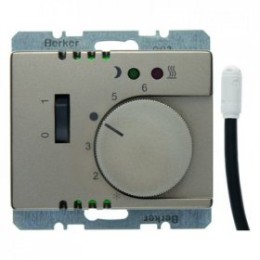 20349011 Регулятор температуры помещения пола с замыкающим контактом, с центральной панелью и светодиодом цвет: светло-бронзовый, лак Arsys Berker