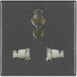 HS4139 Axolute Розетка "мультистандарт",5-6-10-13А 127В-250В, 2 модуля, антрацит Bticino