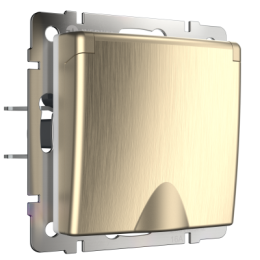 WL10-SKGSC-01-IP44 Розетка влагозащ. с зазем. с защит. крышкой и шторками (шампань рифленый) Antik Werkel a035621
