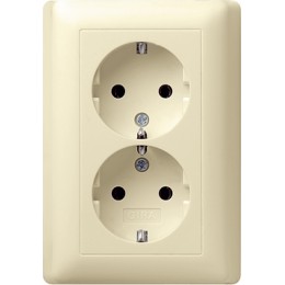 078001 Розетка двойная с заземляющими контактами в комплекте с рамкой Кремовый Gira