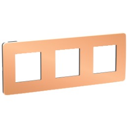 NU280658 Рамка Unica Studio Metal Медь / Антрацит 3-постовая Schneider Electric