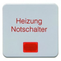 156809 Клавиша с красной линзой и надписью "Heizung Notschalter" цвет: полярная белизна, с блеском Влагозащищенный скрытый монтаж IP44 Berker