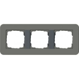 0213423	 Рамка с антрацитовой подложкой E3 Темно-серый / Антрацит 3-постовая Gira