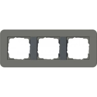 0213423	 Рамка с антрацитовой подложкой E3 Темно-серый / Антрацит 3-постовая Gira