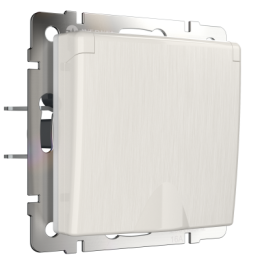 WL13-SKGSC-01-IP44 Розетка влагозащ. с зазем. с защит. крышкой и шторками (перламутровый рифленый) Antik Werkel a040892