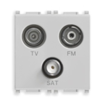 14303.SL Розетка tv-fm-sat концевая с 3 выходами английский стандарт, серебро Vimar Plana