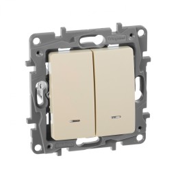 672304 Выключатель двухклавишный с подсветкой - Etika - 10 A - 250 В~ - слоновая кость Legrand